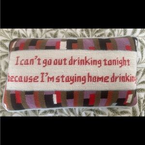 NWOT Furbish I Can’t Go Out Needle Point Pillow